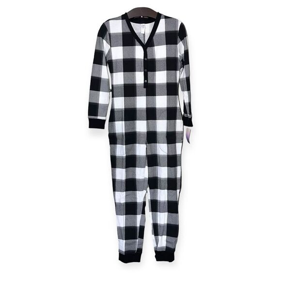 STARS ABOVE Women’s Thermal One Piece Pajamas in Black and Cream Size XS NEW - Picture 10 of 15